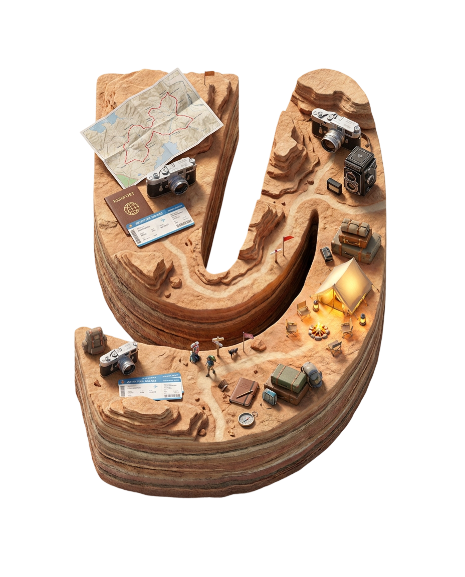 Maytes Y letterform as a travel diorama